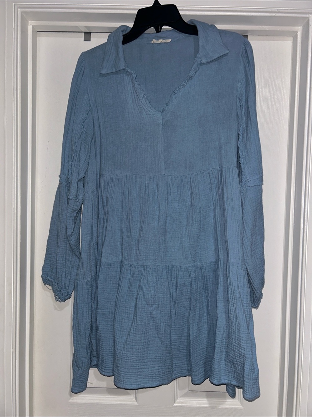 easel Light Blue Gauze Tunic Top